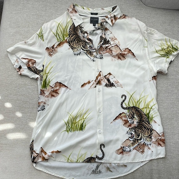 GUESS Men's Eco Tiger Camp Shirt - Picture 2 of 4